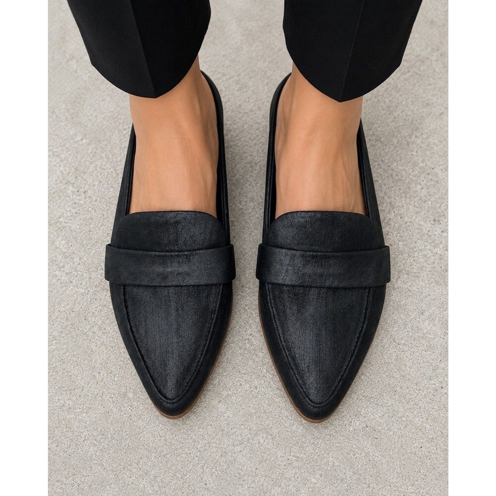 Vince Camuto Black Leather Kristie Pointed Mules Elevated Basic Flats Womens 8.5